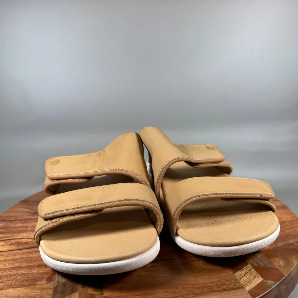 Spenco Kholo Plus Women 11 D Tan Beige Adjustable Strap Orthotic Slide Sandals